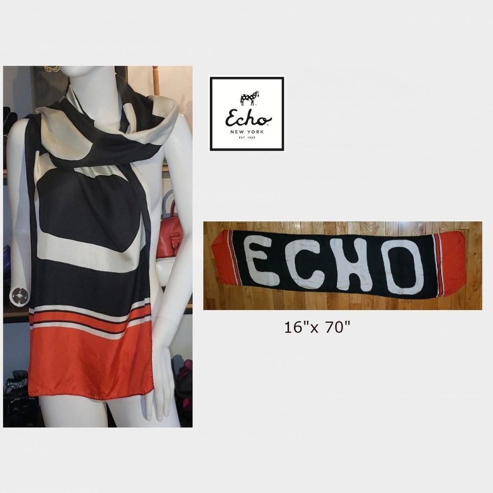 Echo rare vintage silk scarf / foulard vintage soie